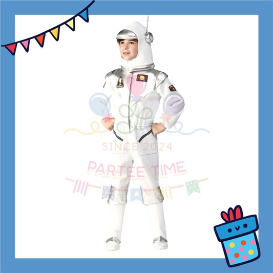ParteeTime Kids Astronaut Children Boy Girl Kid Costume Halloween Nasa Cosplay Pilot White Jumpsuit Spaceman