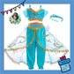 ParteeTime Kids Girl Princess Jasmine Set Top And Pants With Necklace Headband Wig Cosplay Costumes Fancy