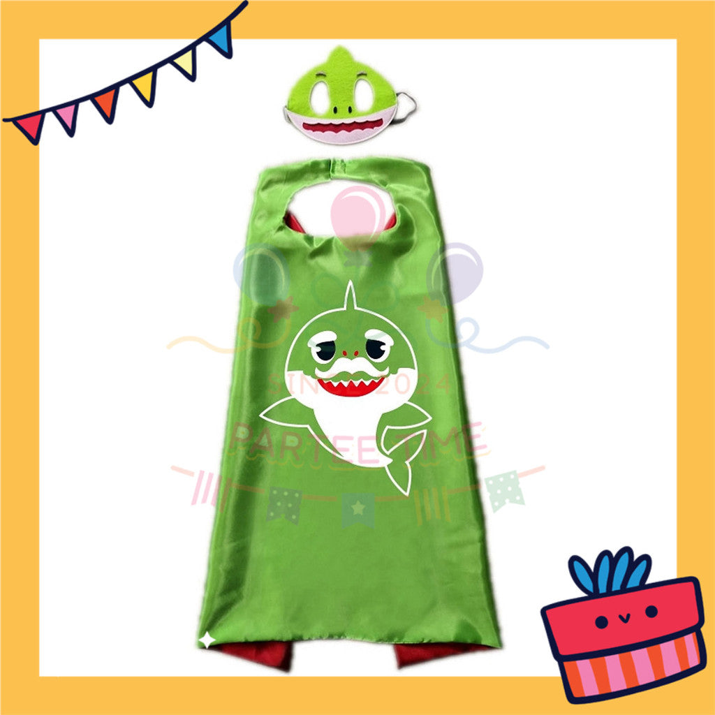ParteeTime Kids Mask Cape Baby Shark Children Capes Birthday Party Dress Up Toy Cape Cosplay Costume