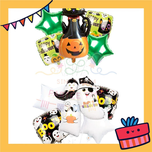 ParteeTime Kids Spooky Halloween Celebration Party Decoration 5pcs Set Foil Balloon