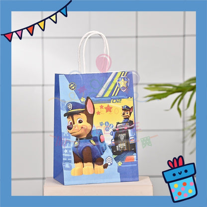 ParteeTime Birthday Kids 1pcs Paw Patrol Party Favor Gift Bags with Handle Paper Bag Doorgift Packaging Goodies Bag Gift