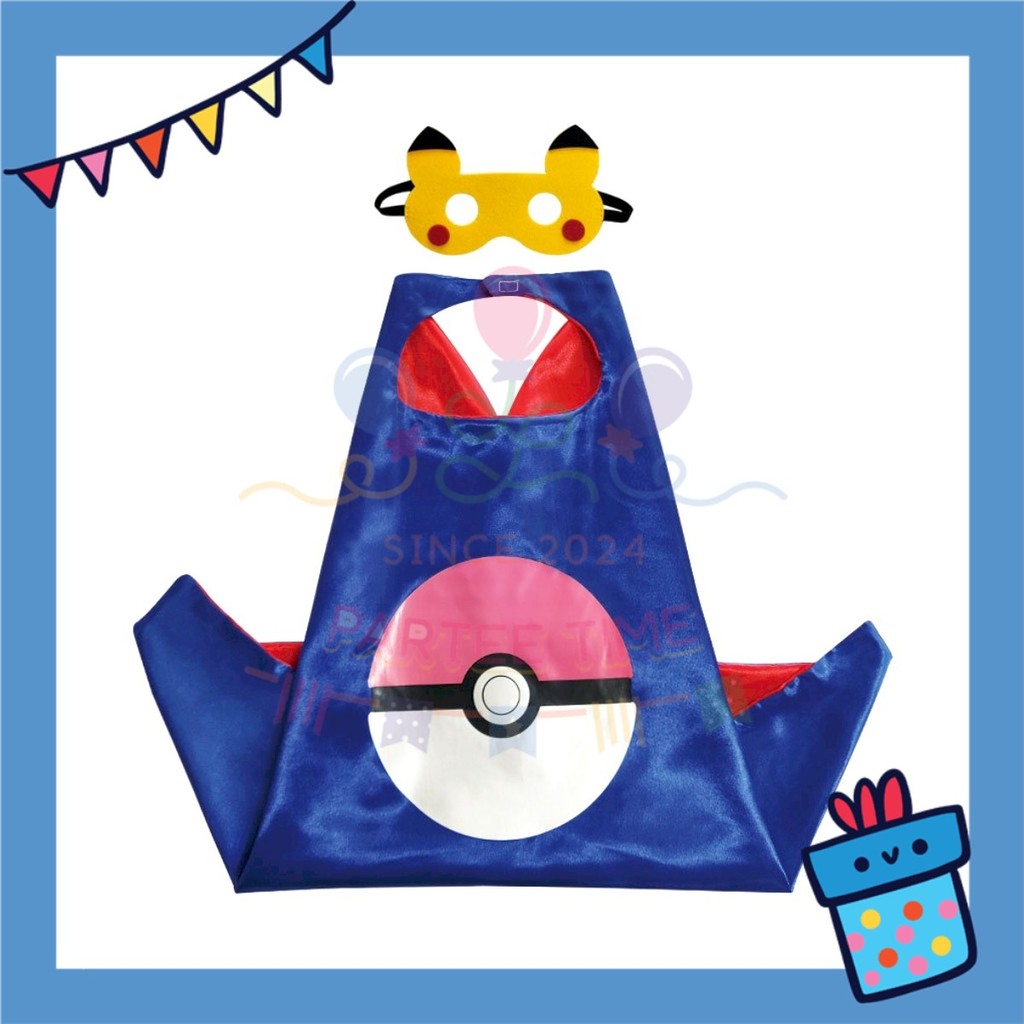 ParteeTime Kids Mask Cape Children Pikachu Capes Birthday Party Dress Up Toy Cape Cosplay Costume