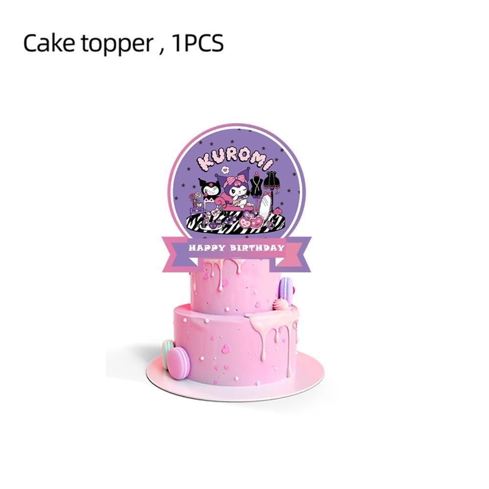 ParteeTime Kids Kuromi Birthday Theme Decorations Birthday Party Supplies Banners Backdrop Set Budak Hari Jadi Hiasan