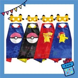 ParteeTime Kids Mask Cape Children Pikachu Capes Birthday Party Dress Up Toy Cape Cosplay Costume
