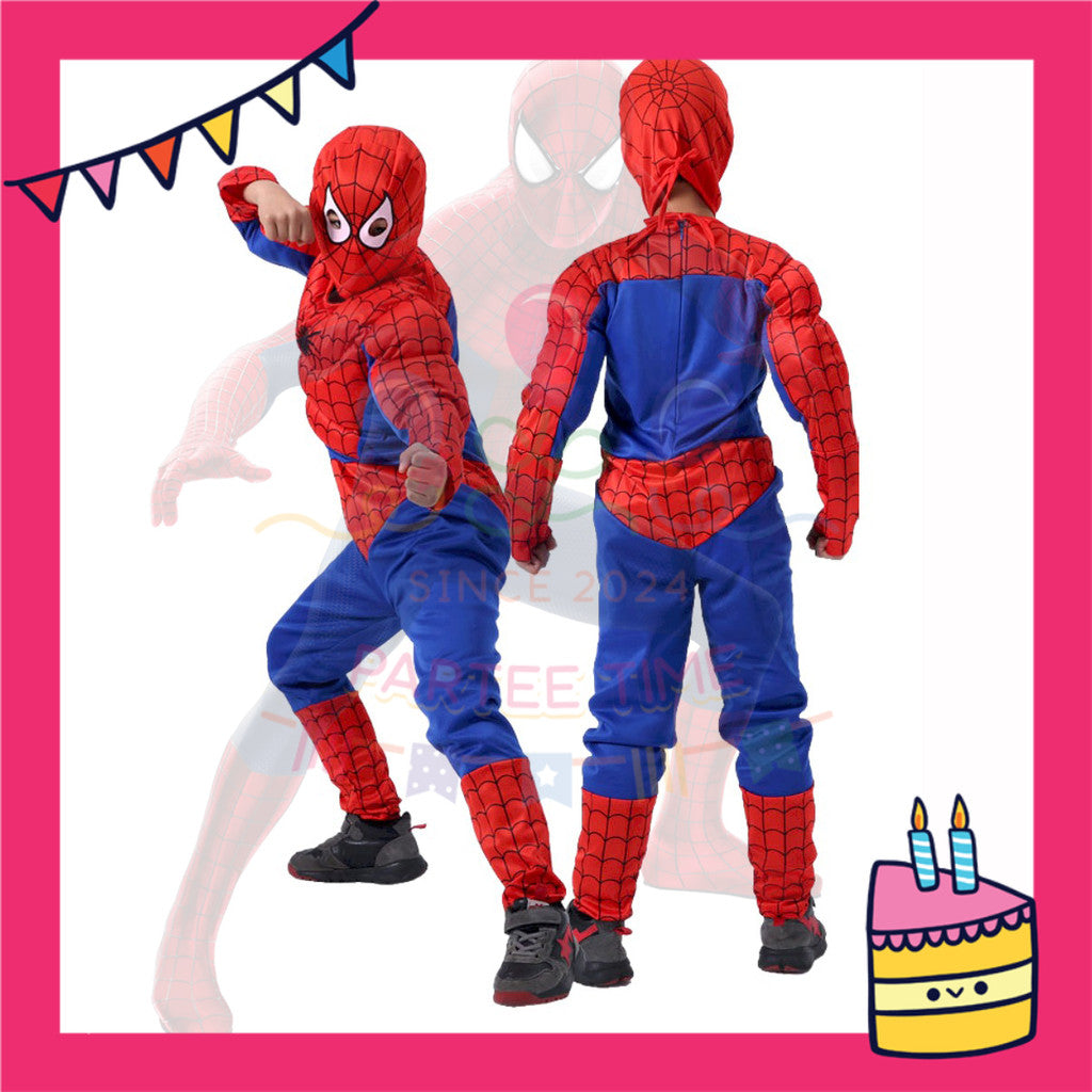 ParteeTime Kids Boy Girl Spiderman Dress Bodysuit Set Jumpsuit Cosplay Costumes Fancy