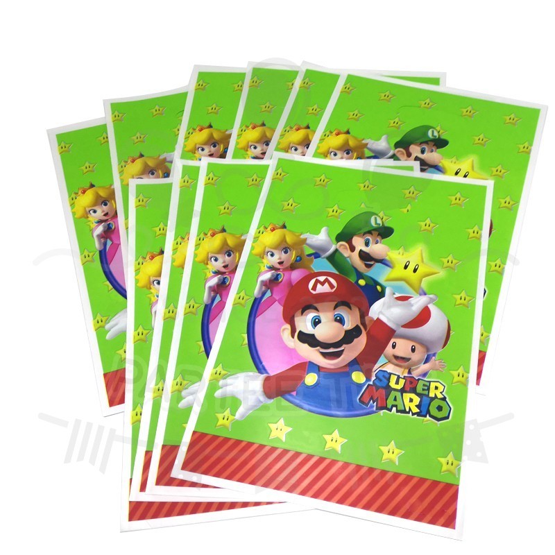 ParteeTime Kids Mario Birthday Theme Decorations Party Balloon Banners Hang Swirls Backdrop Tablecloth Cake Topper