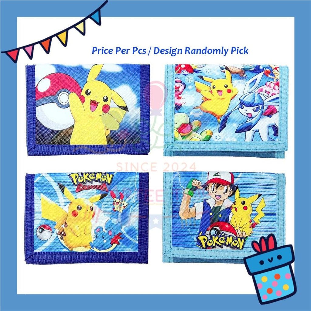ParteeTime Kids Gifts Cute Cartoon Trifold Wallet Batman Doraemon Mario Dompet Lipat Kartun Comel Kanak-Kanak