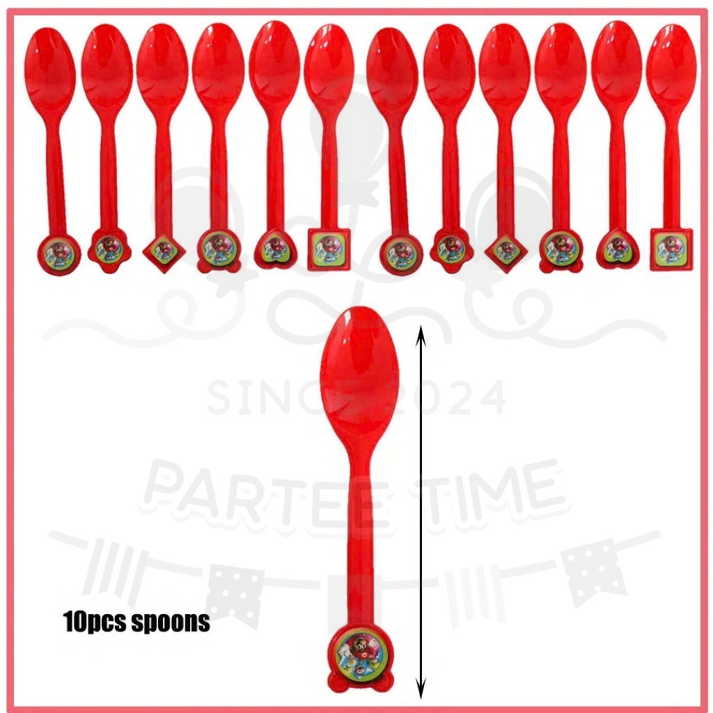 ParteeTime Kids Mario Birthday Theme Decorations Party Balloon Banners Hang Swirls Backdrop Tablecloth Cake Topper