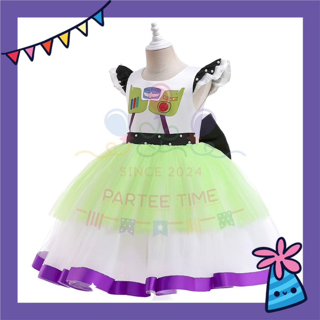 ParteeTime Kids Toy Story Buzz Lightyear Costumes Dress With Headband Girls Cosplay