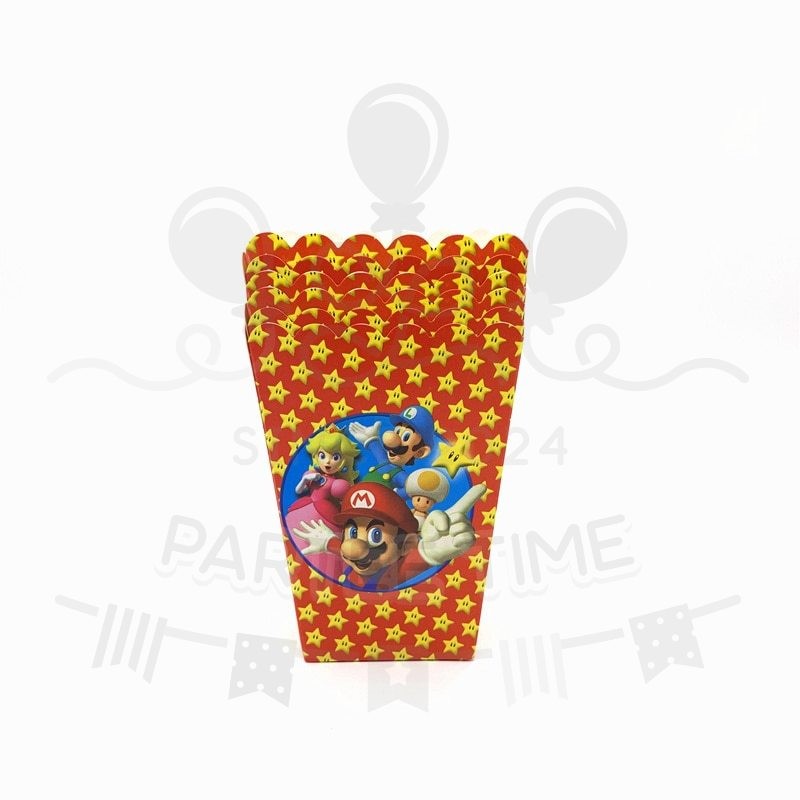ParteeTime Kids Mario Birthday Theme Decorations Party Balloon Banners Hang Swirls Backdrop Tablecloth Cake Topper