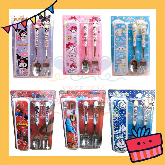 ParteetTime Kids Portable Stainless Steel Gift Set Cutlery Utensil Set Reusable Spoon Fork With Case