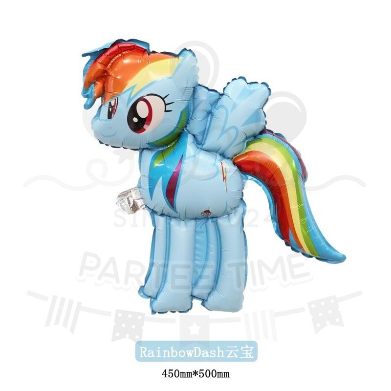 ParteeTime Kids Rainbow Dash Pinkie Pie Rarity Grabby Doll House Themed Foil Balloon Birthday Party Decoration