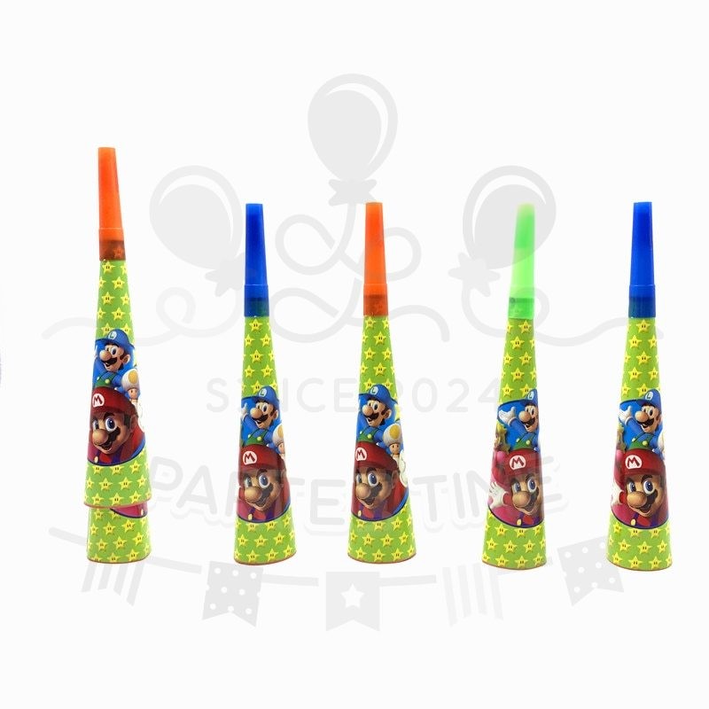 ParteeTime Kids Mario Birthday Theme Decorations Party Balloon Banners Hang Swirls Backdrop Tablecloth Cake Topper
