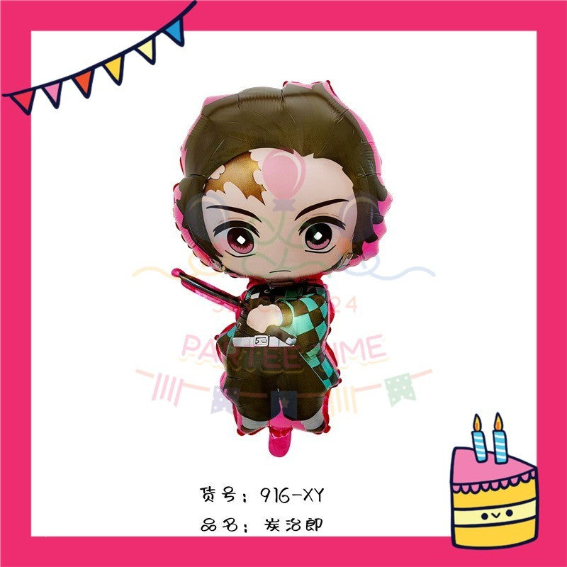 ParteeTime Kids Cute Demon Slayer Kamado Tanjiro Nezuko Themed Foil Balloon Birthday Party Decoration