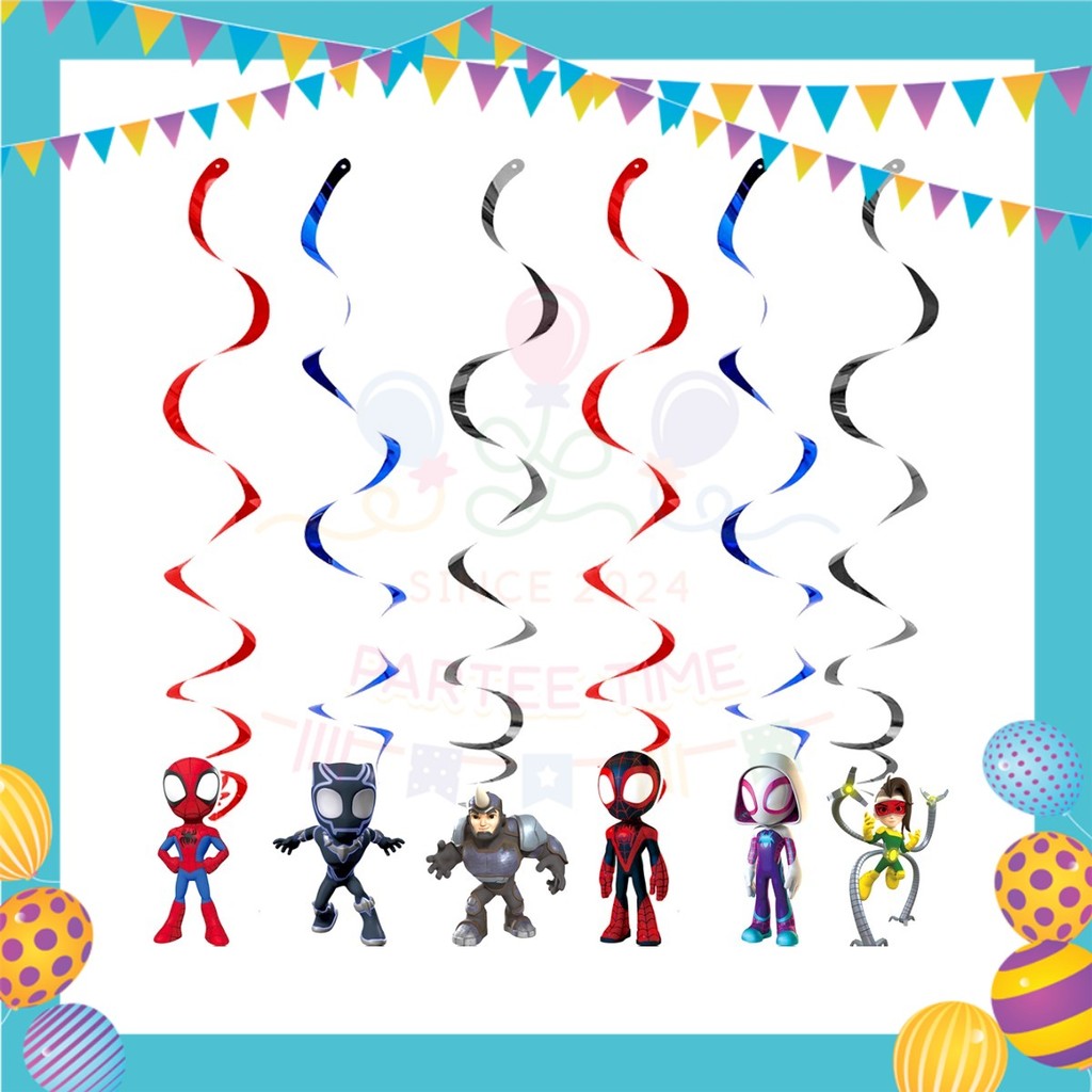 ParteeTime Kids Spidey And His Amazing Friends Birthday Theme Decorations Birthday Balloon Banner Hang Hiasan Hari Jadi