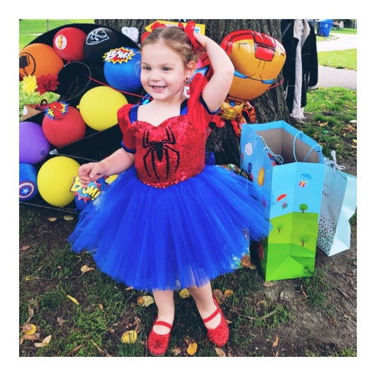 ParteeTime Kids Boy Girl Spiderman Dress Bodysuit Set Jumpsuit Cosplay Costumes Fancy