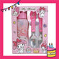 ParteeTime Kids Gifts Box Set Cute Cartoon Stainless Steel Spoon Fork Tableware Set With Water Bottle BPA FREE 350ml