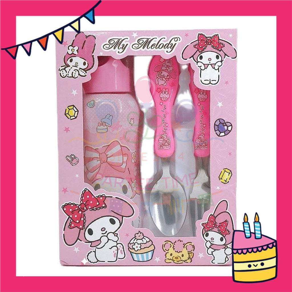 ParteeTime Kids Gifts Box Set Cute Cartoon Stainless Steel Spoon Fork Tableware Set With Water Bottle BPA FREE 350ml