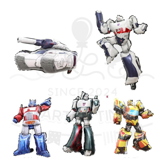 ParteeTime Kids Transformer Optimus Prime BumbleBee Megatron Tank Themed Foil Balloon Birthday Party Decoration