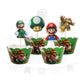 ParteeTime Kids Mario Birthday Theme Decorations Party Balloon Banners Hang Swirls Backdrop Tablecloth Cake Topper