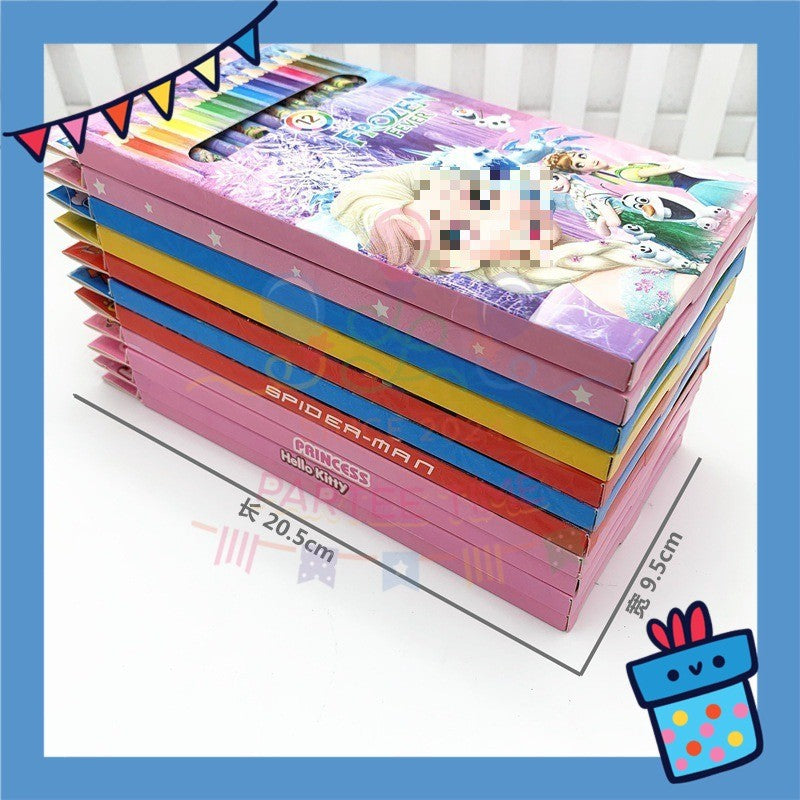 ParteetTime Kids Cute Cartoon 12pcs Color Pencil Non Toxic Coloring Stationery Set Birthday Party Gift Goodies Bag