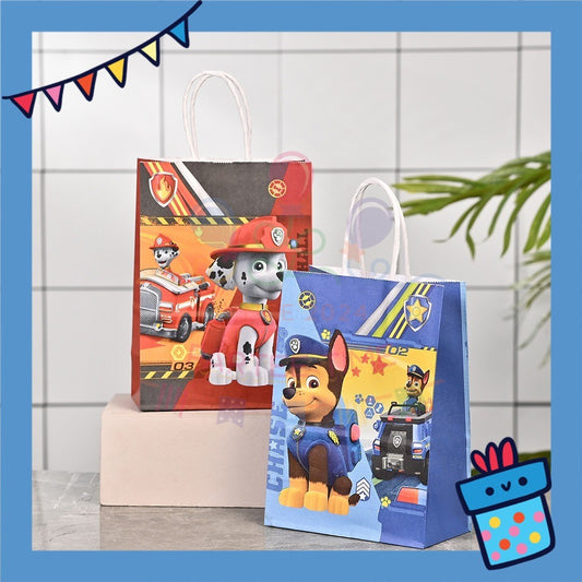 ParteeTime Birthday Kids 1pcs Paw Patrol Party Favor Gift Bags with Handle Paper Bag Doorgift Packaging Goodies Bag Gift