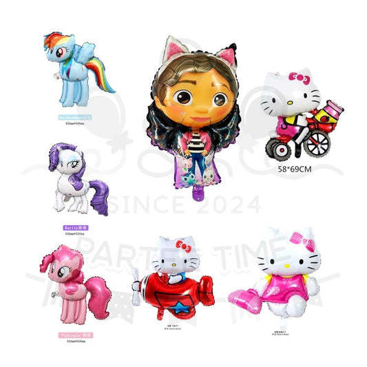 ParteeTime Kids Rainbow Dash Pinkie Pie Rarity Grabby Doll House Themed Foil Balloon Birthday Party Decoration