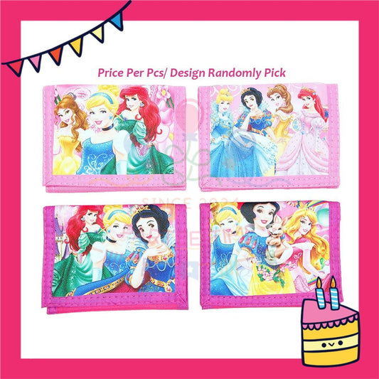 ParteeTime Kids Gifts Cute Cartoon Trifold Wallet Princess Elsa Barbie Dompet Lipat Kartun Comel Kanak-Kanak