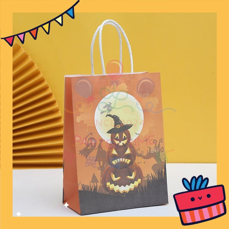 ParteeTime Birthday Kids 1pcs Halloween Party Favor Gift Bags with Handle Paper Bag Doorgift Packaging Goodies