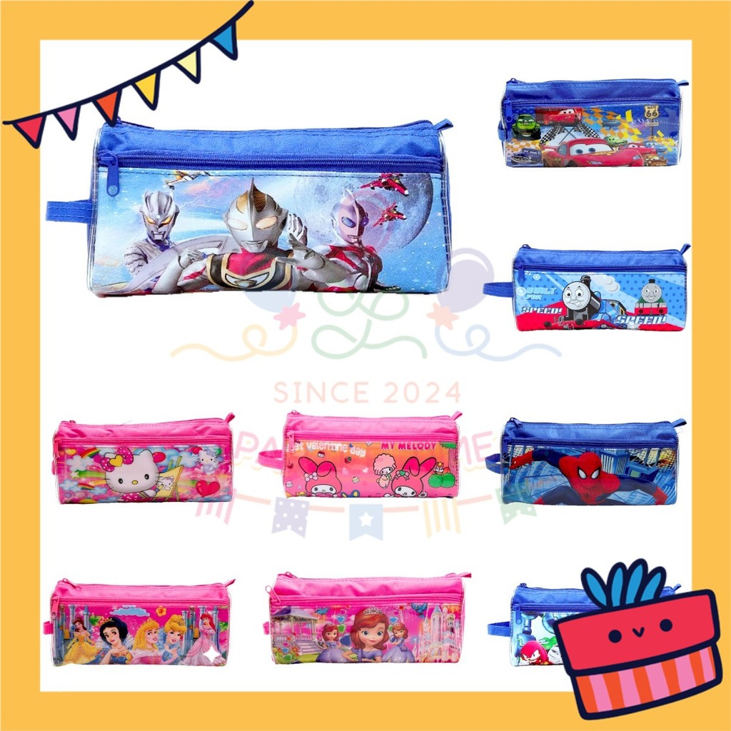 ParteeTime Kids Cute Cartoon Ultraman Spiderman Melody Double Layer Pencil Case Gift Pack Door Gift Goodie Bag Idea