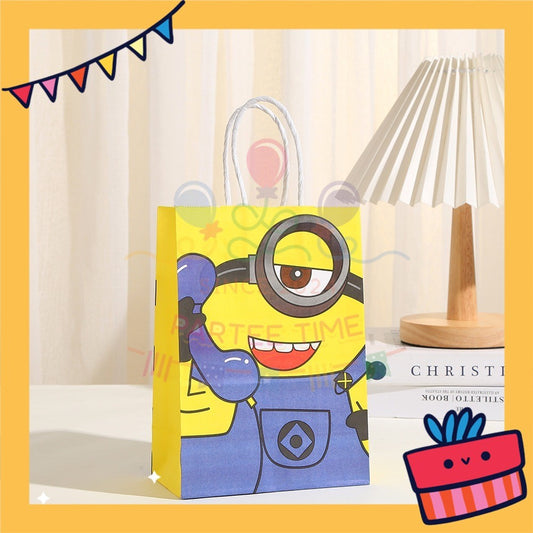 ParteeTime Birthday Kids 1pcs Banana Bla Bla Party Favor Gift Bags with Handle Paper Bag Doorgift Packaging Goodies Bag