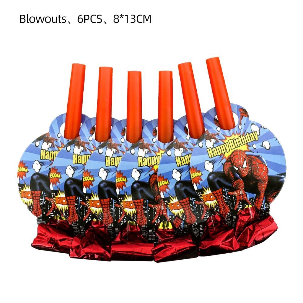 ParteeTime Kids Spiderman Theme Decorations Birthday Party Balloon Banners Hang Swirls Backdrop Tablecloth Cake Topper