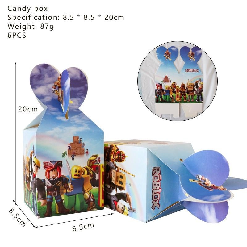 ParteeTime Kids Roblox Birthday Theme Decorations Party Balloon Banners Hang Swirls Backdrop Tablecloth Cake Topper