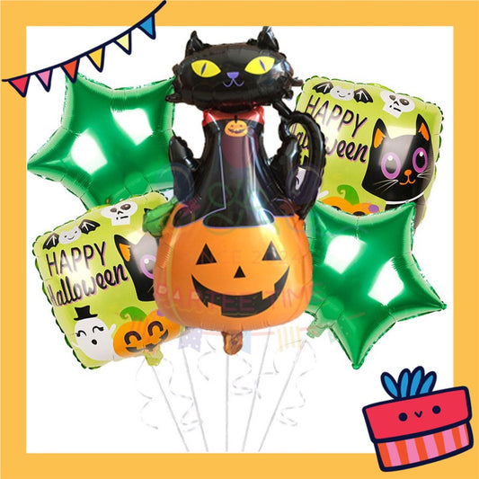 ParteeTime Kids Spooky Halloween Celebration Party Decoration 5pcs Set Foil Balloon