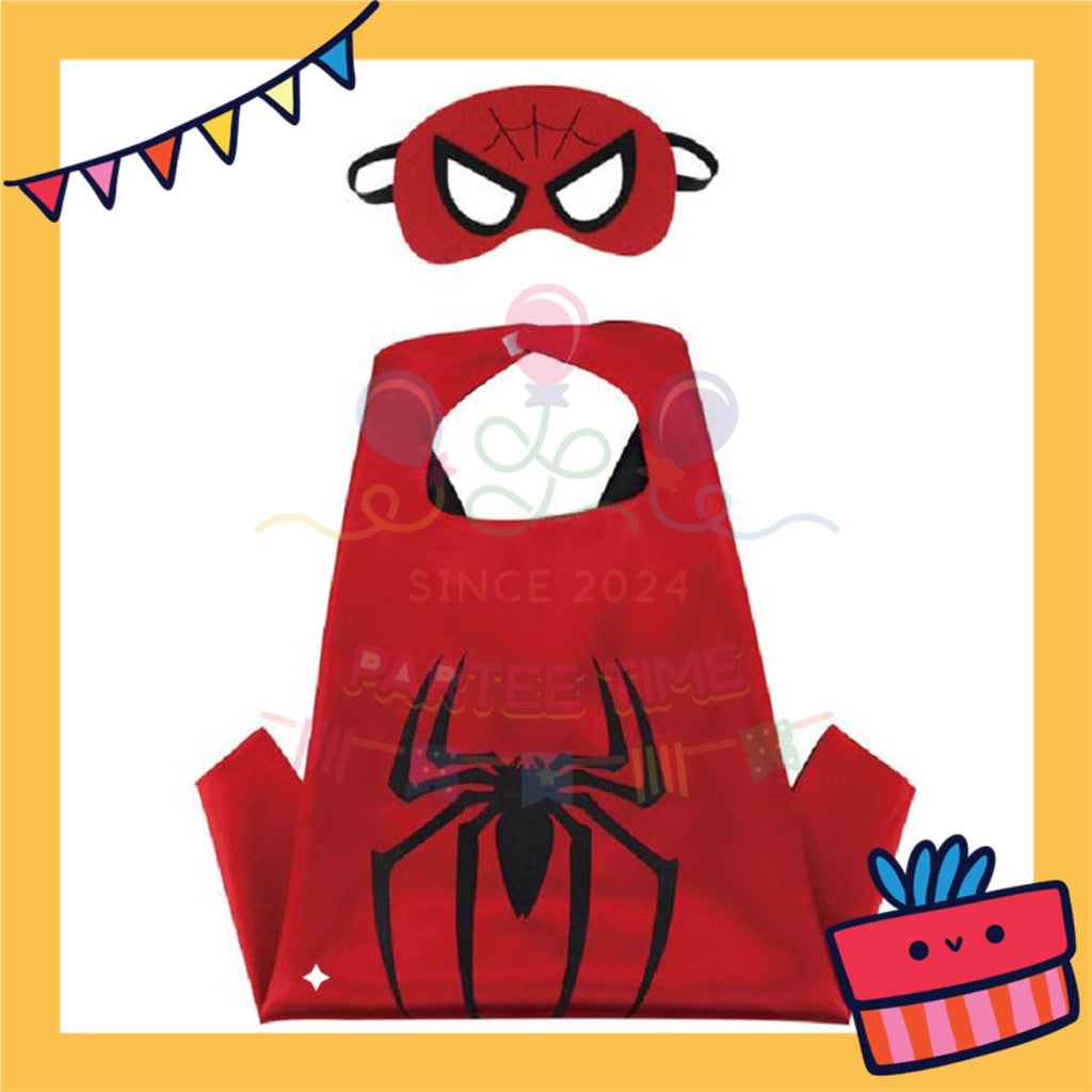 ParteeTime Kids Mask Cape Children Superhero Spiderman Capes Birthday Party Dress Up Toy Cape Cosplay Costume