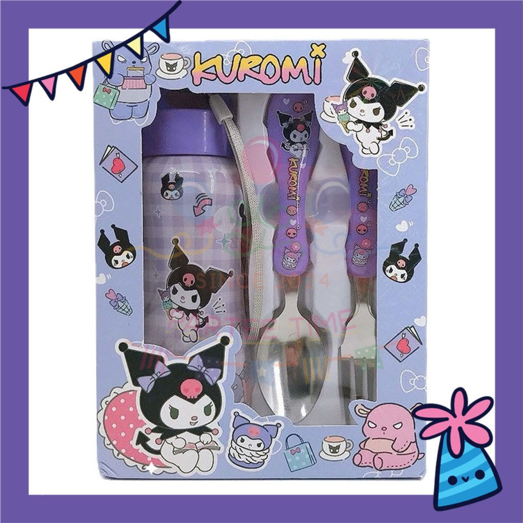 ParteeTime Kids Gifts Box Set Cute Cartoon Stainless Steel Spoon Fork Tableware Set With Water Bottle BPA FREE 350ml