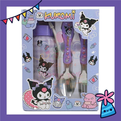 ParteeTime Kids Gifts Box Set Cute Cartoon Stainless Steel Spoon Fork Tableware Set With Water Bottle BPA FREE 350ml