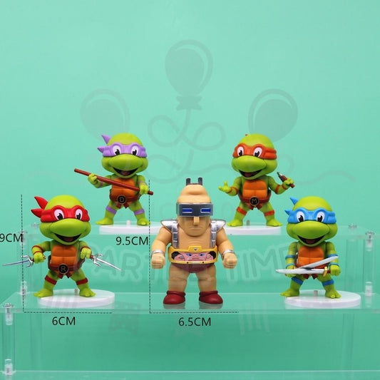 ParteeTime Kids Ninja Turtle Mini Cake Topper Characters Figures Set Cake Decoration Birthday Party Collection Playset
