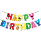 ParteeTime Kids Rainbow & Friends Theme Decorations Birthday Balloon Banner Hang Swirls Backdrop Tablecloth CakeTopper