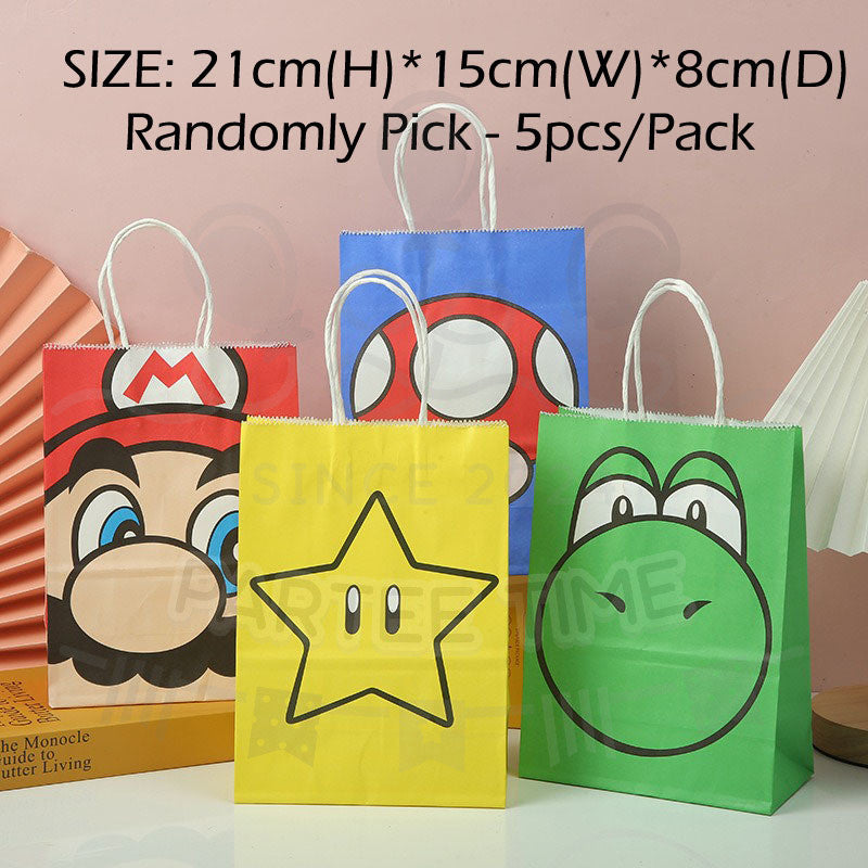 ParteeTime Kids Mario Birthday Theme Decorations Party Balloon Banners Hang Swirls Backdrop Tablecloth Cake Topper