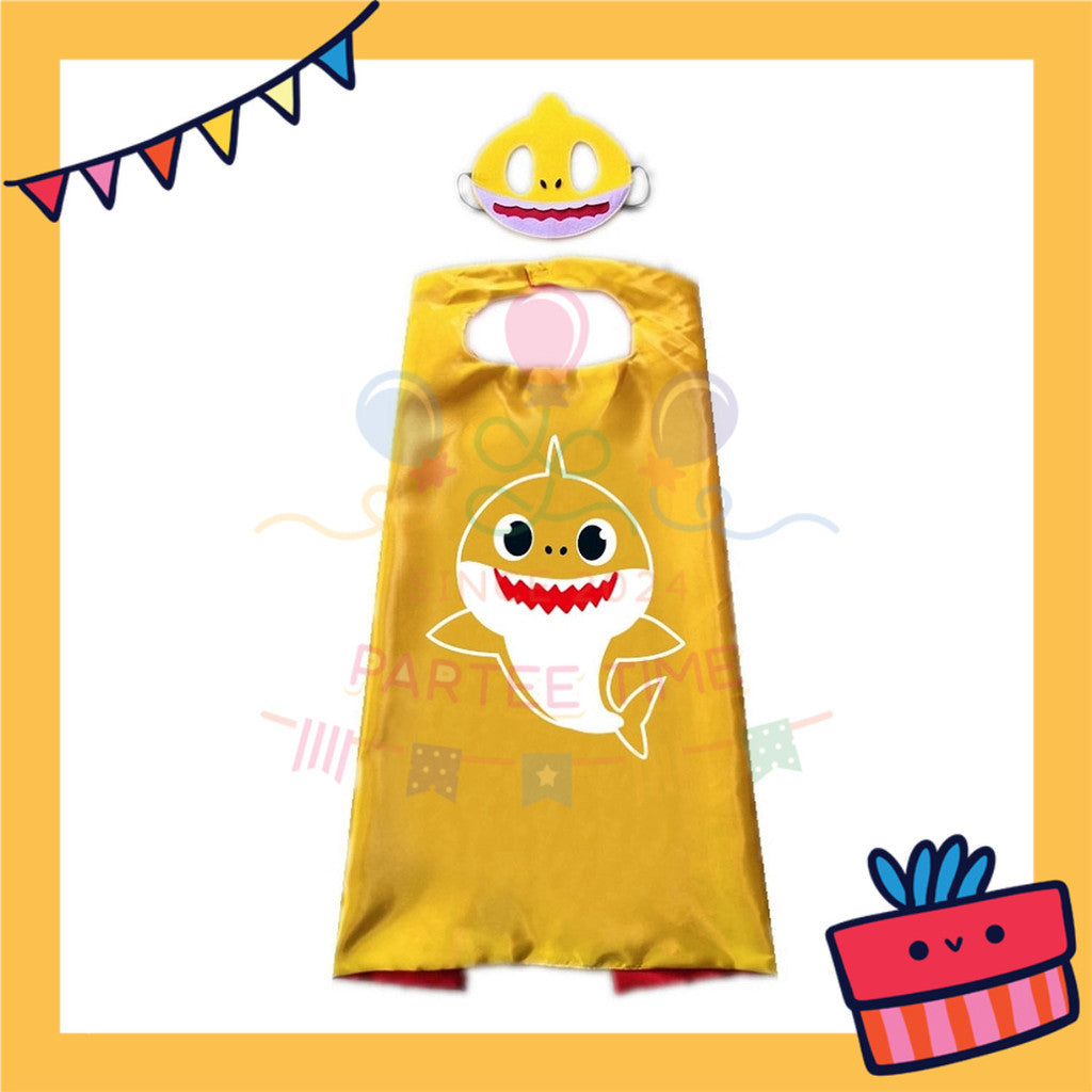 ParteeTime Kids Mask Cape Baby Shark Children Capes Birthday Party Dress Up Toy Cape Cosplay Costume