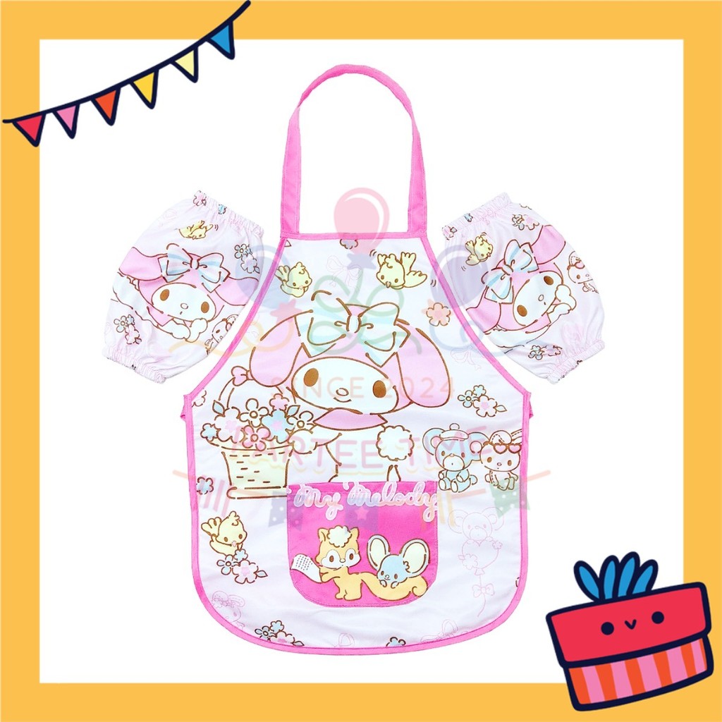 ParteeTime Kids Boy Girl Sanrio Kuromi Melody Cinnamoroll Waterproof Cooking Baking Painting Apron Children’s Apron
