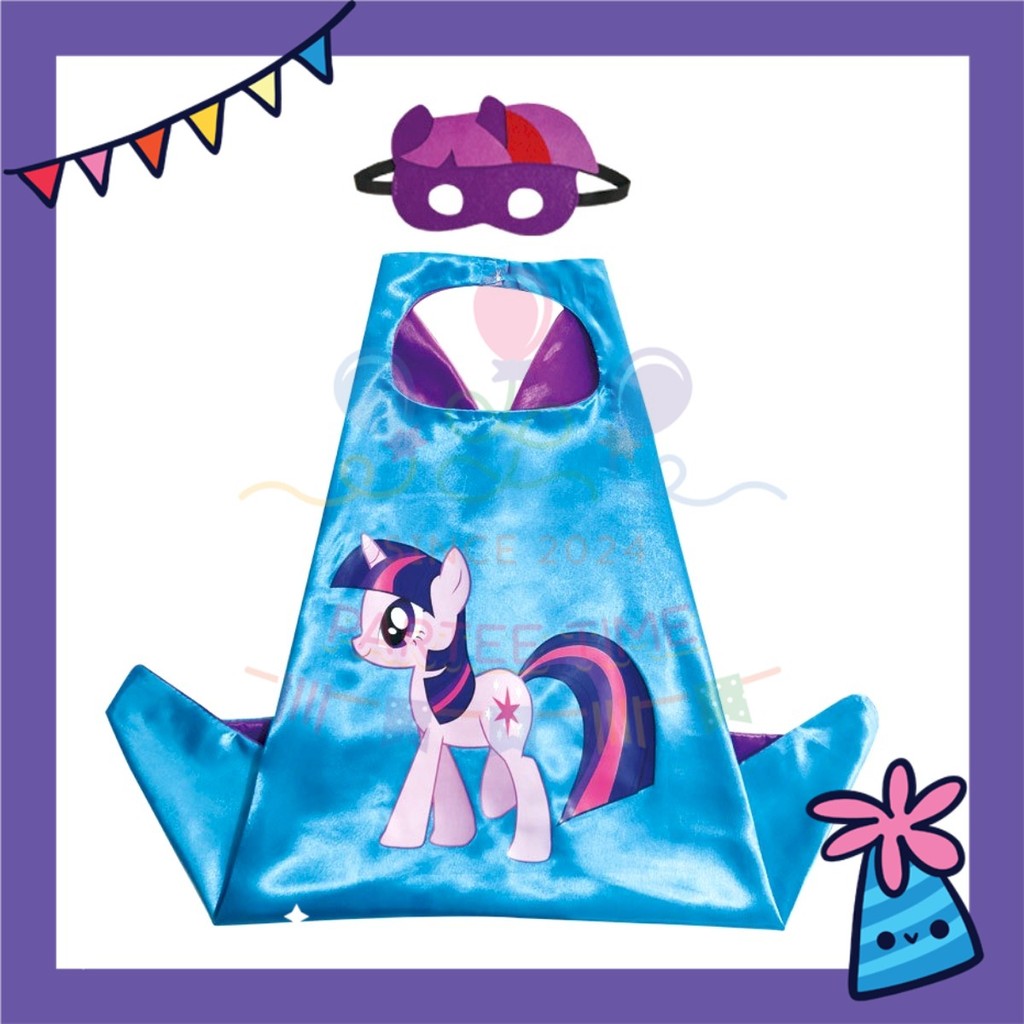 ParteeTime Kids Mask Cape Children My Little Pony Capes Birthday Party Dress Up Toy Cape Cosplay Costume