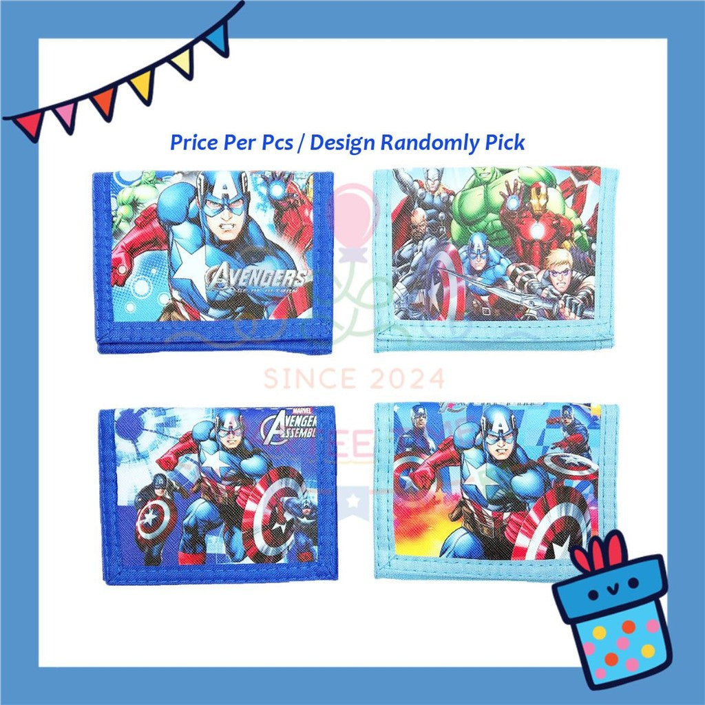 ParteeTime Kids Gifts Cute Cartoon Trifold Wallet Batman Doraemon Mario Dompet Lipat Kartun Comel Kanak-Kanak