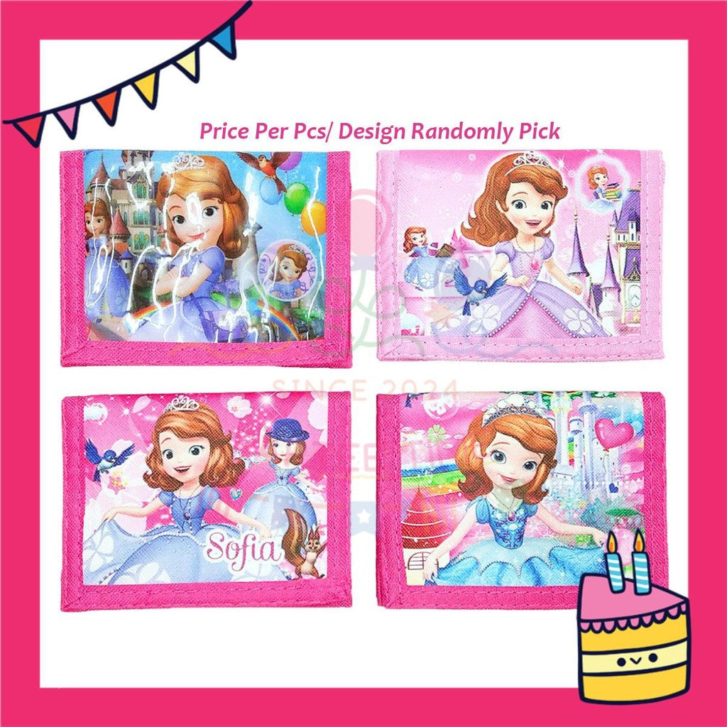 ParteeTime Kids Gifts Cute Cartoon Trifold Wallet Princess Elsa Barbie Dompet Lipat Kartun Comel Kanak-Kanak