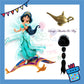 ParteeTime Kids Girl Princess Jasmine Set Top And Pants With Necklace Headband Wig Cosplay Costumes Fancy