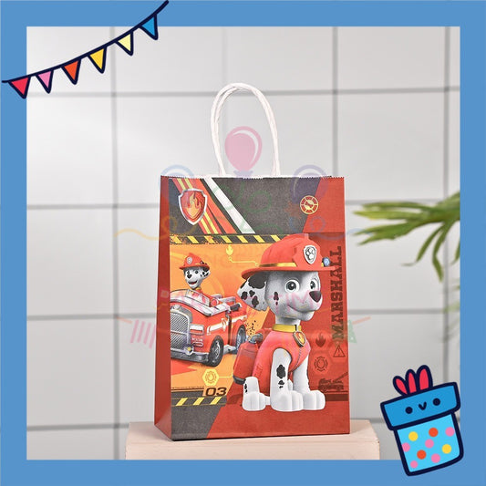 ParteeTime Birthday Kids 1pcs Paw Patrol Party Favor Gift Bags with Handle Paper Bag Doorgift Packaging Goodies Bag Gift