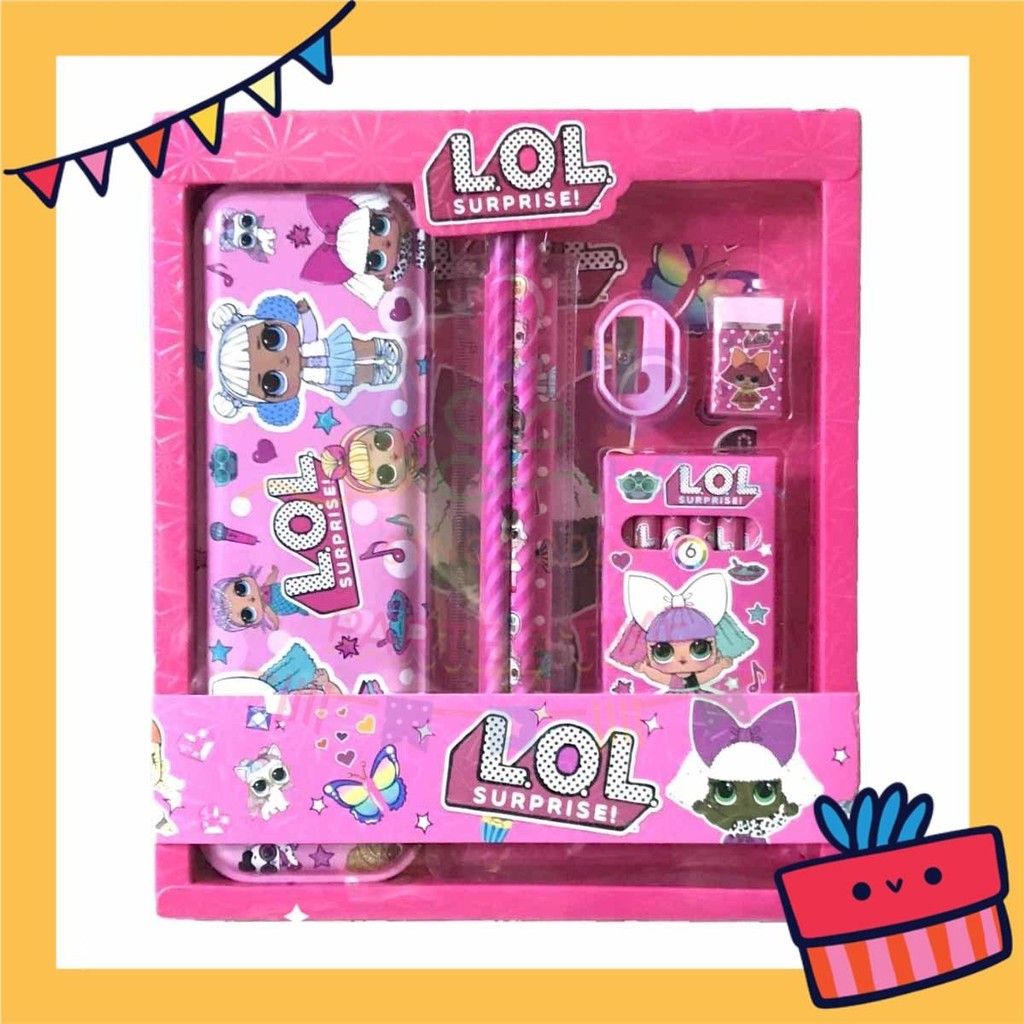 ParteeTime Kids Gifts Cartoon 7 in 1 Stationery Set Sanrio Kuromi My Melody My Little Pony Princess Birthday Gift Pack