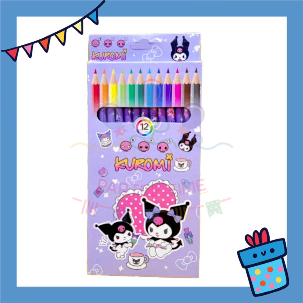 ParteetTime Kids Cute Cartoon 12pcs Color Pencil Non Toxic Coloring Stationery Set Birthday Party Gift Goodies Bag