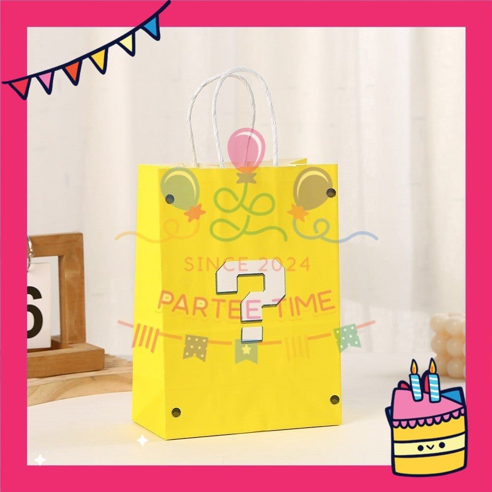 ParteeTime Birthday Kids 1pcs Mario Party Favor Gift Bags with Handle Paper Bag Doorgift Packaging Goodies Bag Gift Beg